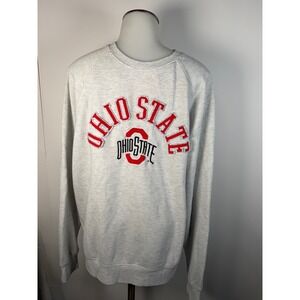 Ohio State Buckeyes Sweatshirt Womens Large Gray Embroidered Crewneck Raglan